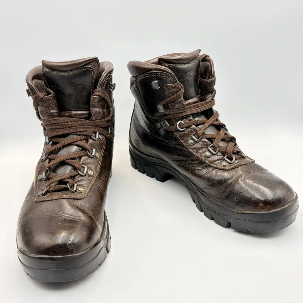 Vintage Cabelas Gore-Tex Leather Hiking Boots Brown Vibram Mens 9.5 Womens 11‎